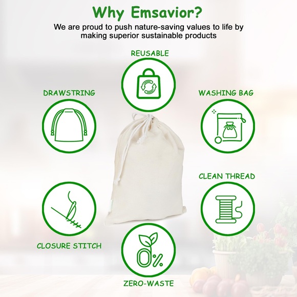 NEW! Reusable Cotton Storage Produce Bags With Drawstrings, Muslin Bags - Picture 4 of 12